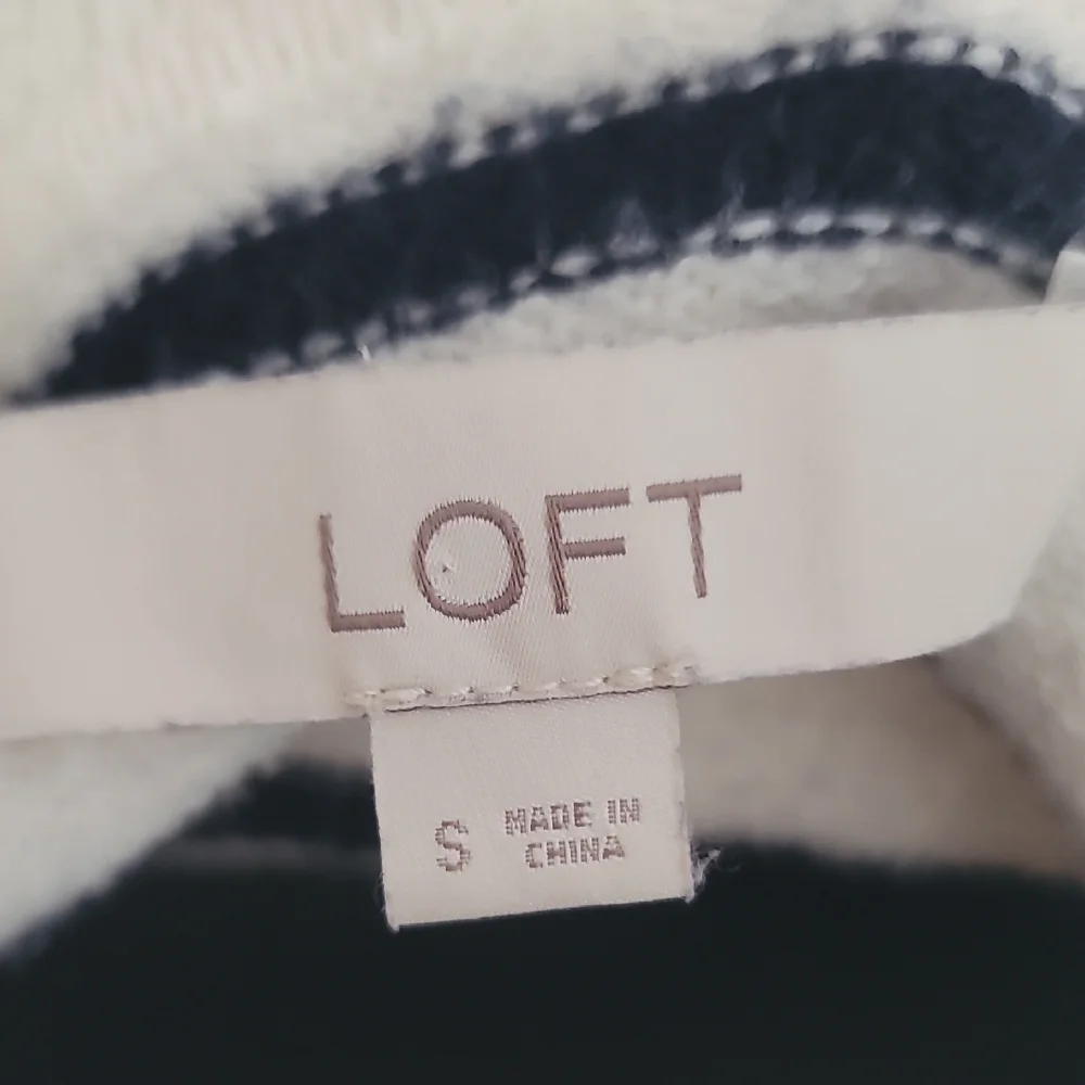 LOFT Black  and White Striped V-Neck Sweater - Picture 2 of 11